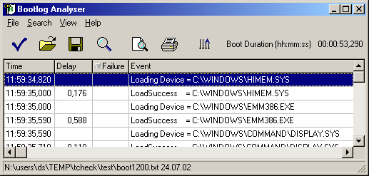 Bootlog Analyser